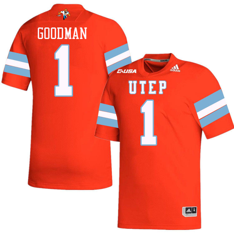 Trey Goodman UTEP Jersey,UTEP Miners #1 Trey Goodman College Football Jersey,Uniforms-Throwback